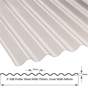 3" Standard (Asb.) Profile Superweight 1.3mm Clear Sheet